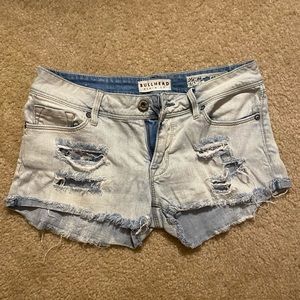 Light Wash Destroyed Denim Shorts